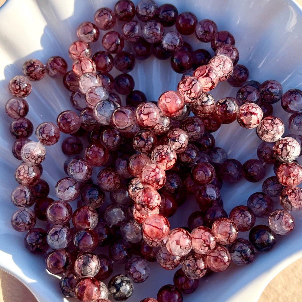 Cranberry Ice Glass Beaded Bracelets NWOT